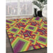 Machine Washable Transitional Green Rug in a Family Room, wshpat3669brn