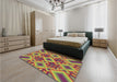 Patterned Green Rug in a Bedroom, pat3669brn