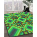 Machine Washable Transitional Neon Green Rug in a Family Room, wshpat3669grn