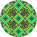 Square Patterned Neon Green Rug, pat3669grn