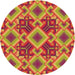 Square Patterned Red Rug, pat3669org