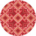 Square Patterned Red Rug, pat3669rd