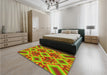 Patterned Pistachio Green Rug in a Bedroom, pat3669yw