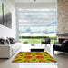 Machine Washable Transitional Pistachio Green Rug in a Kitchen, wshpat3669yw