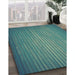 Machine Washable Transitional Medium Teal Green Rug in a Family Room, wshpat366