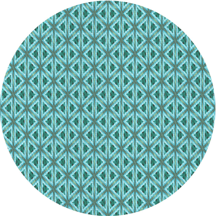 Square Patterned Aquamarine Stone Green Rug, pat367lblu