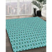 Patterned Aquamarine Stone Green Rug in Family Room, pat367lblu