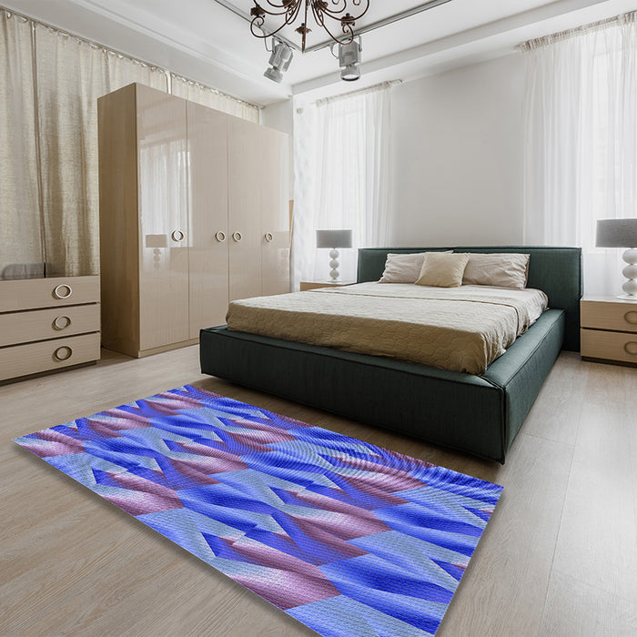Patterned Amethyst Purple Rug in a Bedroom, pat3670blu