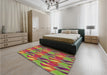 Patterned Pistachio Green Rug in a Bedroom, pat3670brn