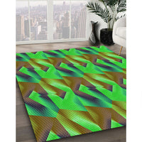 Patterned Neon Green Rug, pat3670grn