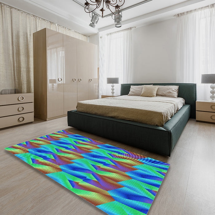 Patterned Lime Mint Green Rug in a Bedroom, pat3670lblu
