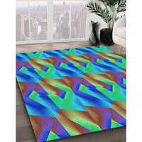 Patterned Lime Mint Green Rug, pat3670lblu