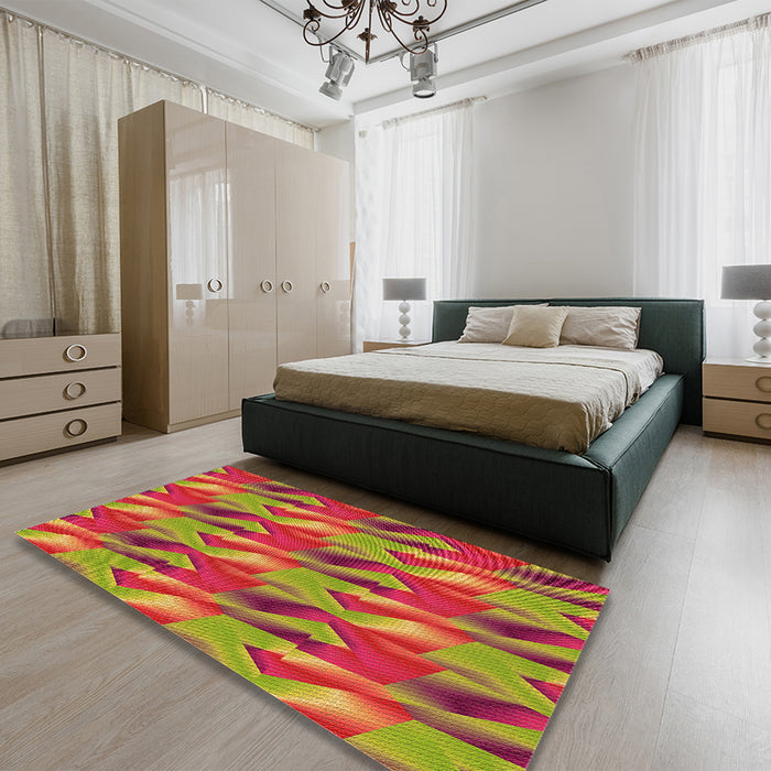 Patterned Brown Rug in a Bedroom, pat3670org
