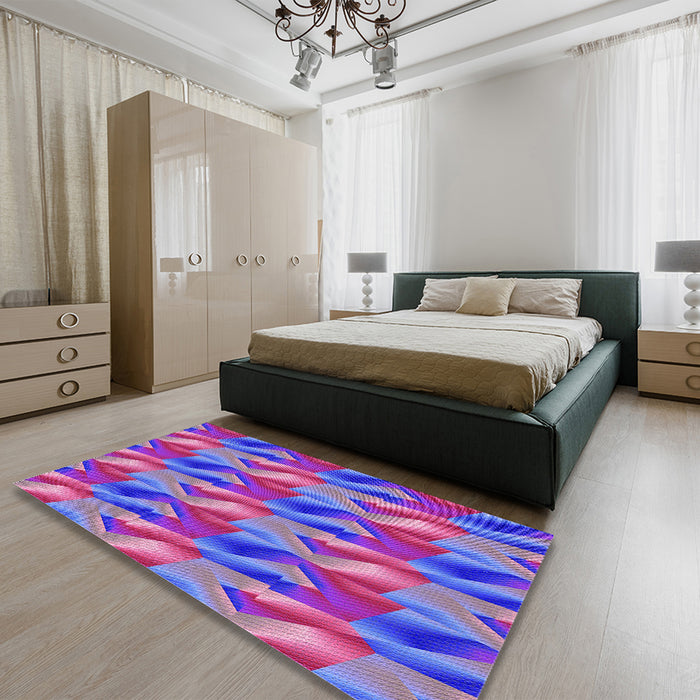 Patterned Medium Purple Rug in a Bedroom, pat3670pur