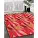 Patterned Bright Orange Rug in Family Room, pat3670rd