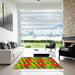 Square Patterned Green Rug in a Living Room, pat3670yw