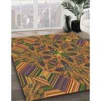 Patterned Brown Red Rug, pat3671brn