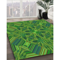 Patterned Army Green Rug, pat3671grn