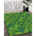 Patterned Army Green Rug in Family Room, pat3671grn