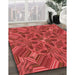 Patterned Orange Rug in Family Room, pat3671rd