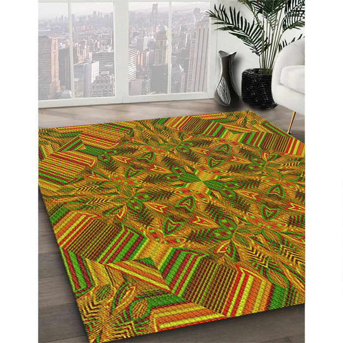 Machine Washable Transitional Pistachio Green Rug in a Family Room, wshpat3671yw