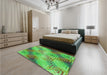 Patterned Dark Lime Green Rug in a Bedroom, pat3672grn