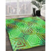 Machine Washable Transitional Dark Lime Green Rug in a Family Room, wshpat3672grn