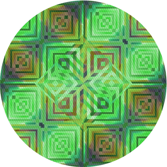 Square Machine Washable Transitional Dark Lime Green Rug in a Living Room, wshpat3672grn