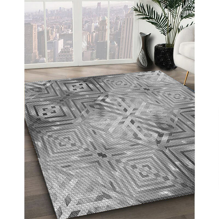 Patterned Smokey Gray Rug in Family Room, pat3672gry