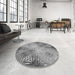 Round Patterned Smokey Gray Rug in a Office, pat3672gry