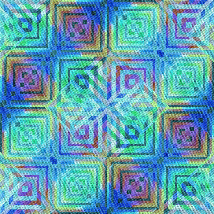 Round Patterned Blue Rug, pat3672lblu