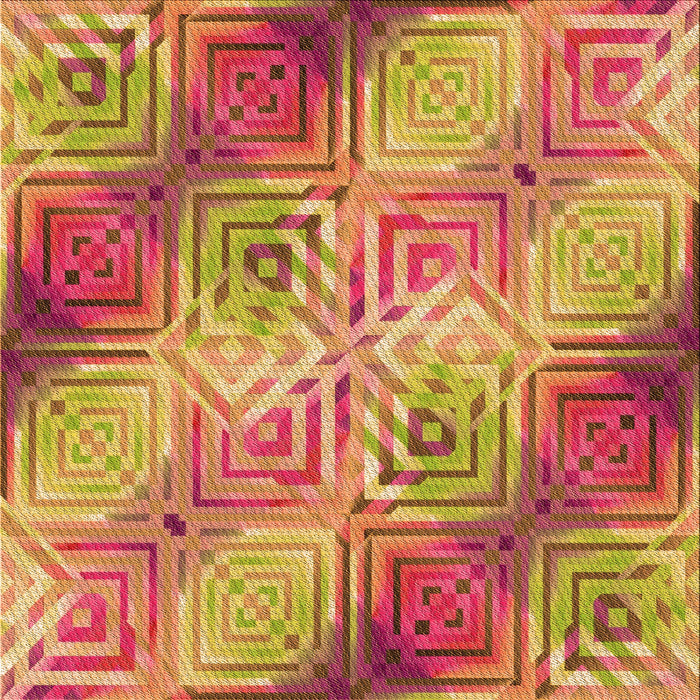 Round Patterned Yellow Rug, pat3672org