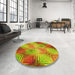 Round Patterned Mahogany Brown Rug in a Office, pat3672yw