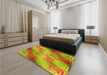 Patterned Mahogany Brown Rug in a Bedroom, pat3672yw