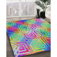 Patterned Green Modern Rug, pat3672