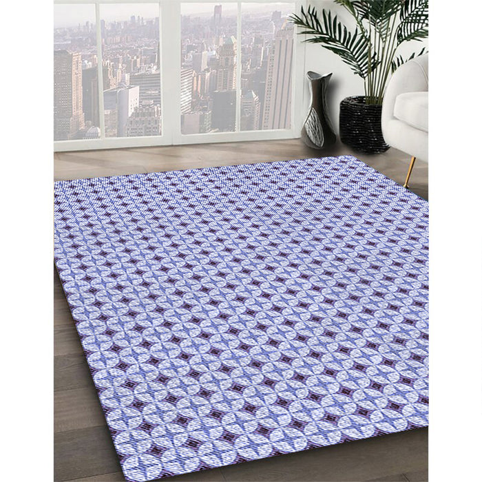 Patterned Blue Rug in Family Room, pat3673blu
