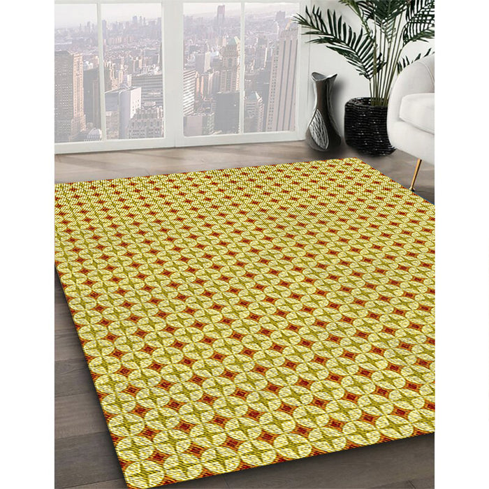 Machine Washable Transitional Bold Yellow Rug in a Family Room, wshpat3673yw