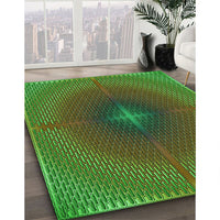 Patterned Army Green Rug, pat3674grn