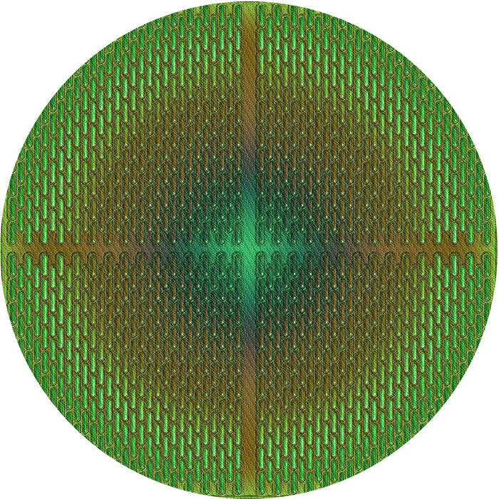 Square Patterned Army Green Rug, pat3674grn