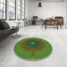 Round Patterned Army Green Rug in a Office, pat3674grn