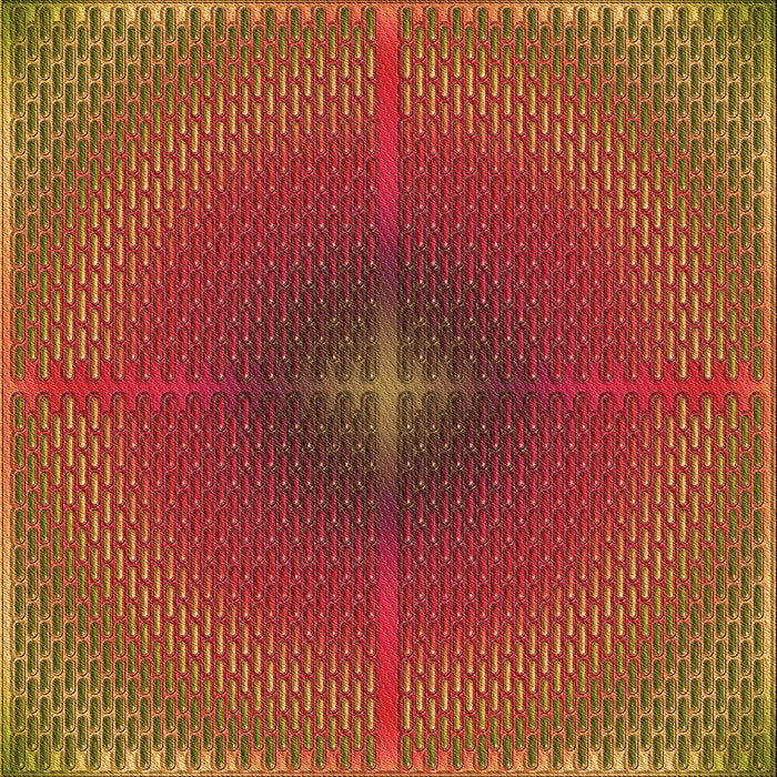 Round Patterned Red Rug, pat3674org