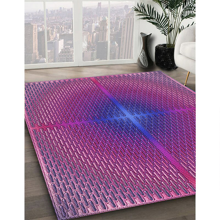 Machine Washable Transitional Medium Violet Red Pink Rug in a Family Room, wshpat3674pur