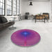 Round Patterned Medium Violet Red Pink Rug in a Office, pat3674pur