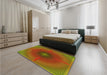 Patterned Tomato Red Rug in a Bedroom, pat3674yw