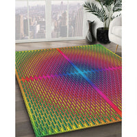 Patterned Copper Green Modern Rug, pat3674