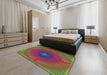 Machine Washable Transitional Brass Green Rug in a Bedroom, wshpat3674