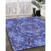 Patterned Sky Blue Rug in Family Room, pat3675blu