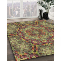 Patterned Metallic Gold Rug, pat3675brn