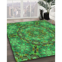 Patterned Neon Green Rug, pat3675grn