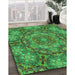 Patterned Neon Green Rug in Family Room, pat3675grn